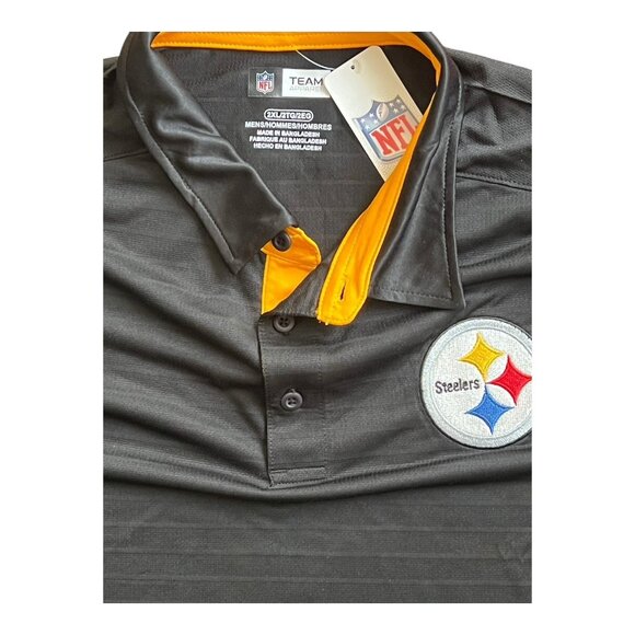 NFL Team Apparel Pittsburgh Steekers Men's Black & Yellow Polo Shirt 2XL NWT - Picture 5 of 5